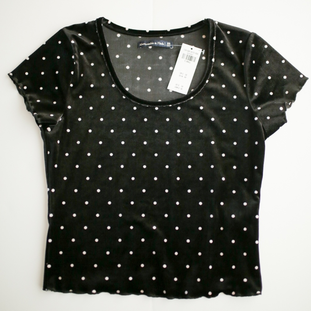 Abercrombie & Fitch Black White Polka Dot Top XS